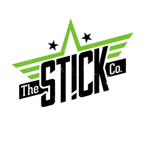 stick logo white